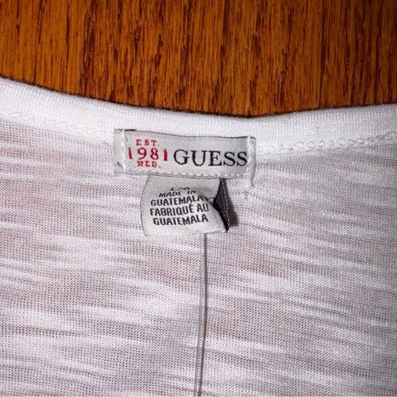 GUESS White Graphic Tank Top with Sunset Print & Lace Panels - Size L NWT - Picture 4 of 5
